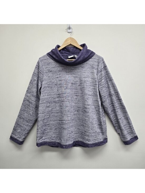 Chico's Tops - Weekends by Chicos Cowl Neck Top Size Large Casual Lightweight Heather Purple